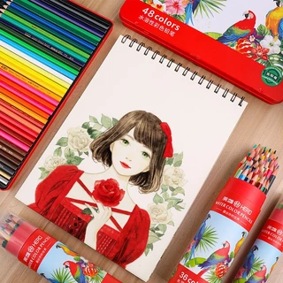 ดินสอสีไม้ 120 สี แบบแท่งยาว พร้อมกล่องเหล็กจัดเก็บ สีสันหลากหลาย สำหรับวาดภาพ ระบายสี งานศิลปะและเครื่องเขียน