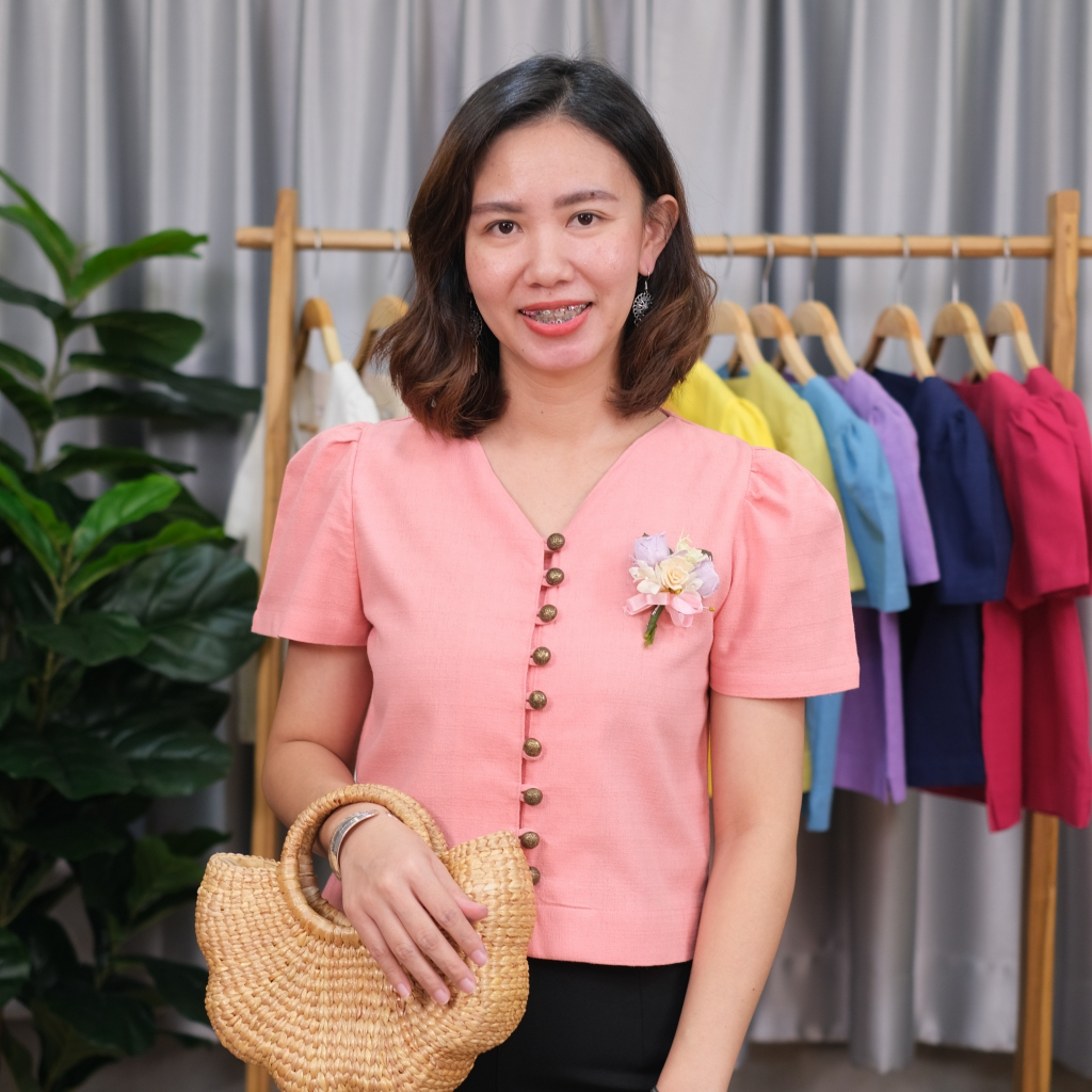 เสื้อผ้าฝ้ายพื้นเมือง รุ่นบัวตองเเขนสั้นGG9080