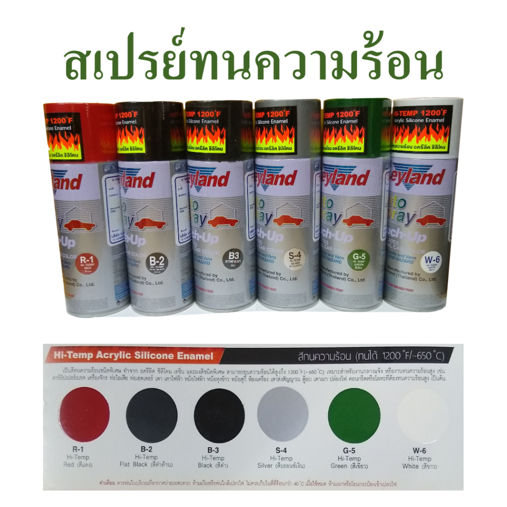 สเปรย์ทนความร้อน สีสเปรย์กันความร้อน ยี่ห้อเลย์แลนด์, Leyland Hi-temp silicone acrylic aerosol spray