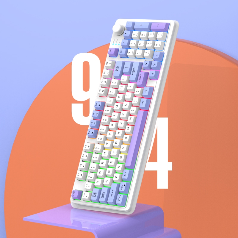 K94Tri-modeThaiKeyboardคีย์บอร์ดไร้สาย คีย์บอร์ดเกมมิ่งThaiGamingKeyboardMouse Set keycapภาษาไทย keyboard bluetooth