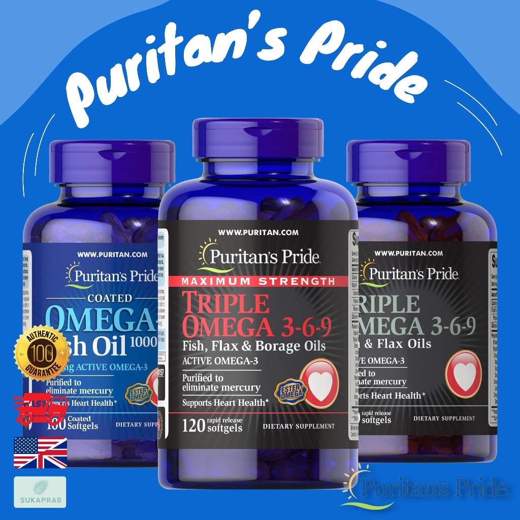 พร้อมส่ง Puritan's Pride Maximum Strength Triple Omega 3-6-9 Omega-3 Fish Oil 1000 mg บำรุงสมอง