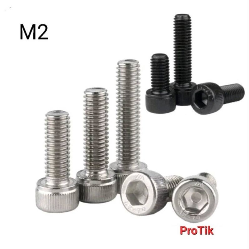น็อต สกรู หกเหลี่ยม M2 หัวซ็อคเก็ต สแตนเลส (ดำ)
