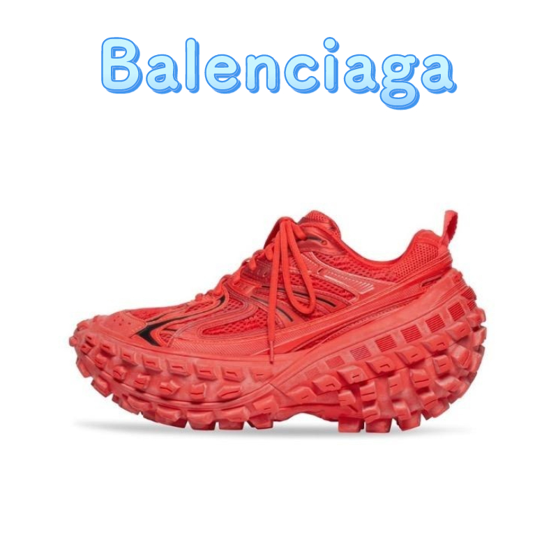 Balenciaga Balenciaga Defender พื้นรองเท้าหนาดูดซับแรงกระแทกรองเท้าพ่อต่ำผู้ชายสีแดง