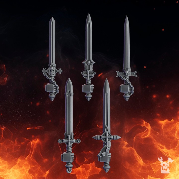 Pactum Aeternum Crusader Swords High quality and detailed 3d print miniature boardgame model war gam