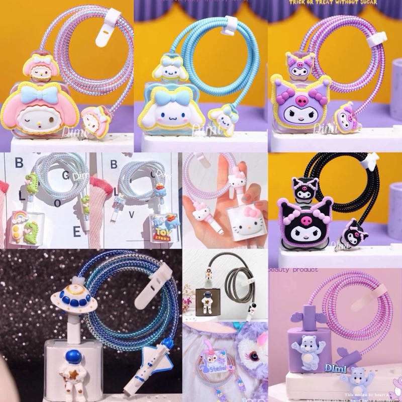ชุดเเต่งสายชาร์จ สำหรับสายชาร์ 18w 20w ตัวกันสายหัก ลายน่ารักการ์ตูน