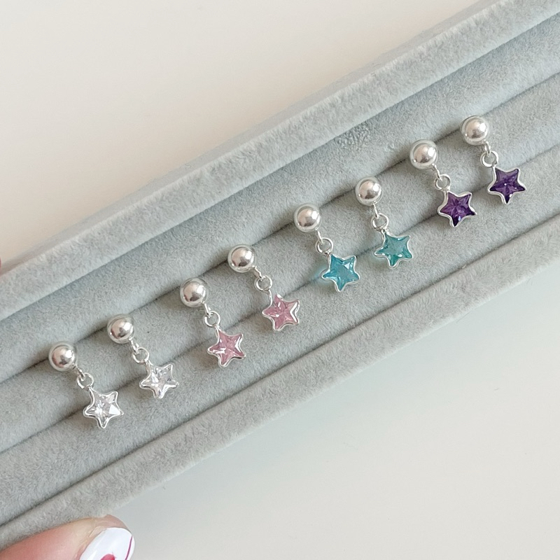 Yourdays/ต่างหูหมุดเงินแท้ห้อยตุ้งติ้งดาว/earrings