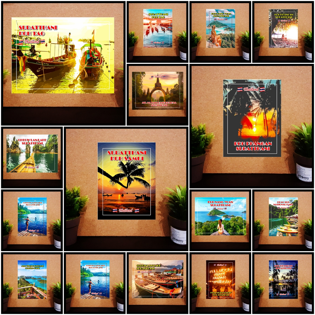 แม่เหล็กติดตู้เย็น สุราษฎร์ธานี สมุย  Fridge Magnet Surat thani Samui Thailand souvenir 2x3" Set 1