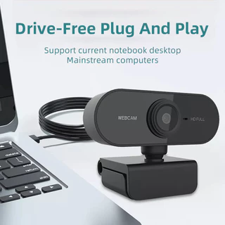 เว็บแคมเครือข่ายสีดํากล้อง USB Full HD 2K USB พร้อม 360 ° ไมโครโฟนแบบหมุนได้สําหรับแล็ปท็อปพีซี