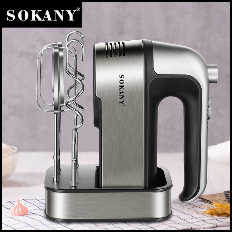 พร้อมส่ง SOKANY เหล็กกล้าไร้สนิม เครื่องผสมอาหาร เครื่องตีไข่ 5 ปรับความเร็ว หัวคนสองหัว แถมฟรี