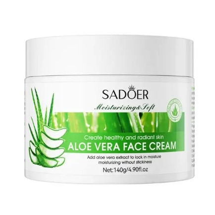 🌿 SADOER Aloe Vera Moisturizing Face Cream  ครีมบำรุงผิวหน้า ขนาด 140 กรัม (ว่านจะเข้) กระปุกขาวเขียว