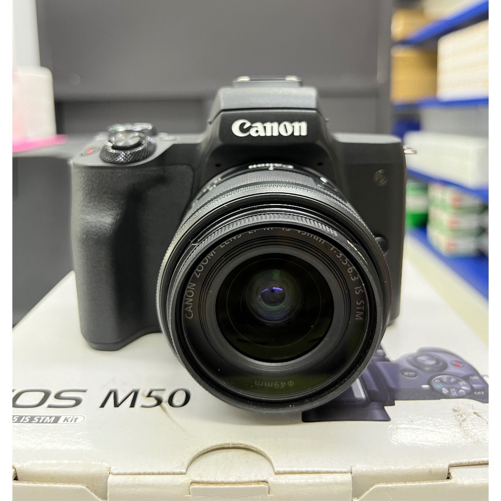Canon EOS M50 (EF-M15-45mm f/3.5-6.3 IS STM) (มือสองสภาพใหม่) อุปกรณ์ครบ!!ใช้งานน้อยมาก!!