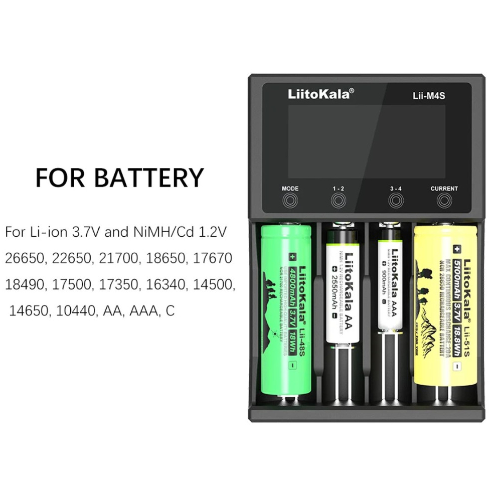 เครื่องชาร์จ Liitokala รุ่น  Lii-M4S สำหรับ Li-ion  3.7V และ NiMH/Cd 1.2V