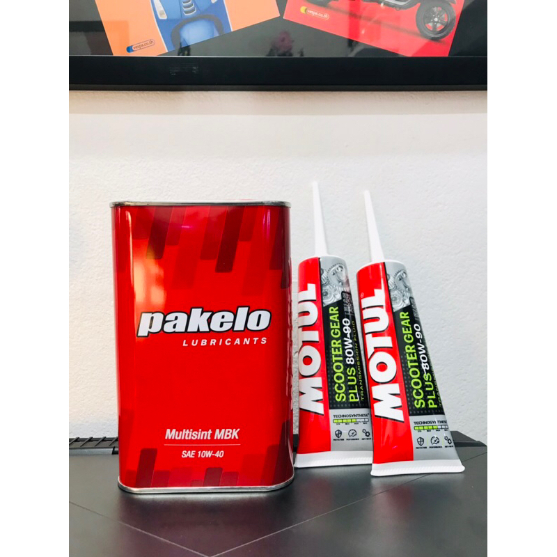 ชุดถ่ายของเหลว Lambretta V125,V200, Pakelo 10W-40, Motul น้ำมันเฟืองท้าย