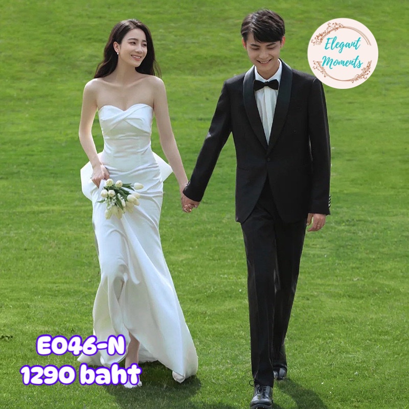 พร้อมส่งจากไทย ชุดแต่งงาน รหัส  E046-N ชุดเจ้าสาว ชุดถ่ายพรีเวดดิ้ง ชุดafter party