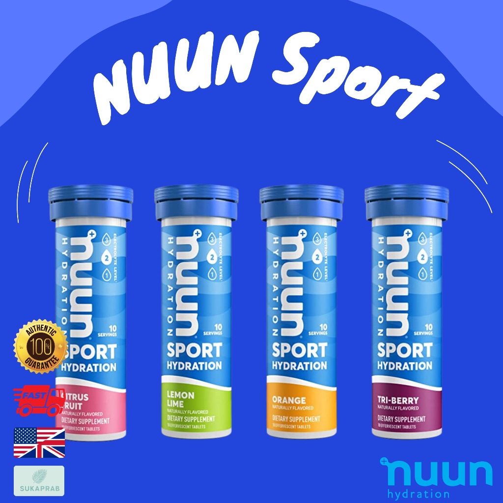 พร้อมส่ง Nuun Hydration Sport 9 รสชาติ Effervescent Electrolyte Supplement เกลือแร่ชนิดเม็ด ป้องกันตะคริว อัดเม็ด