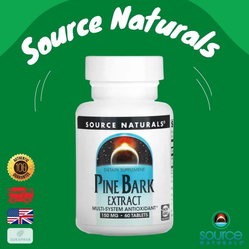 พร้อมส่ง Source Naturals สารสกัดจากเปลือกสน ลดฝ้า กระ Pine Bark Extract 150 mg, 60 Tablets