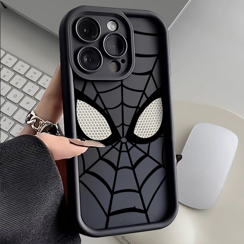 จัดส่งทันที เคสไอโฟน11/13/14/15/16 Pro Max Black SpiderMan กันกระแทกซิ Case For iPhone 11,12,13,14,16,13PM,15PM,16PM