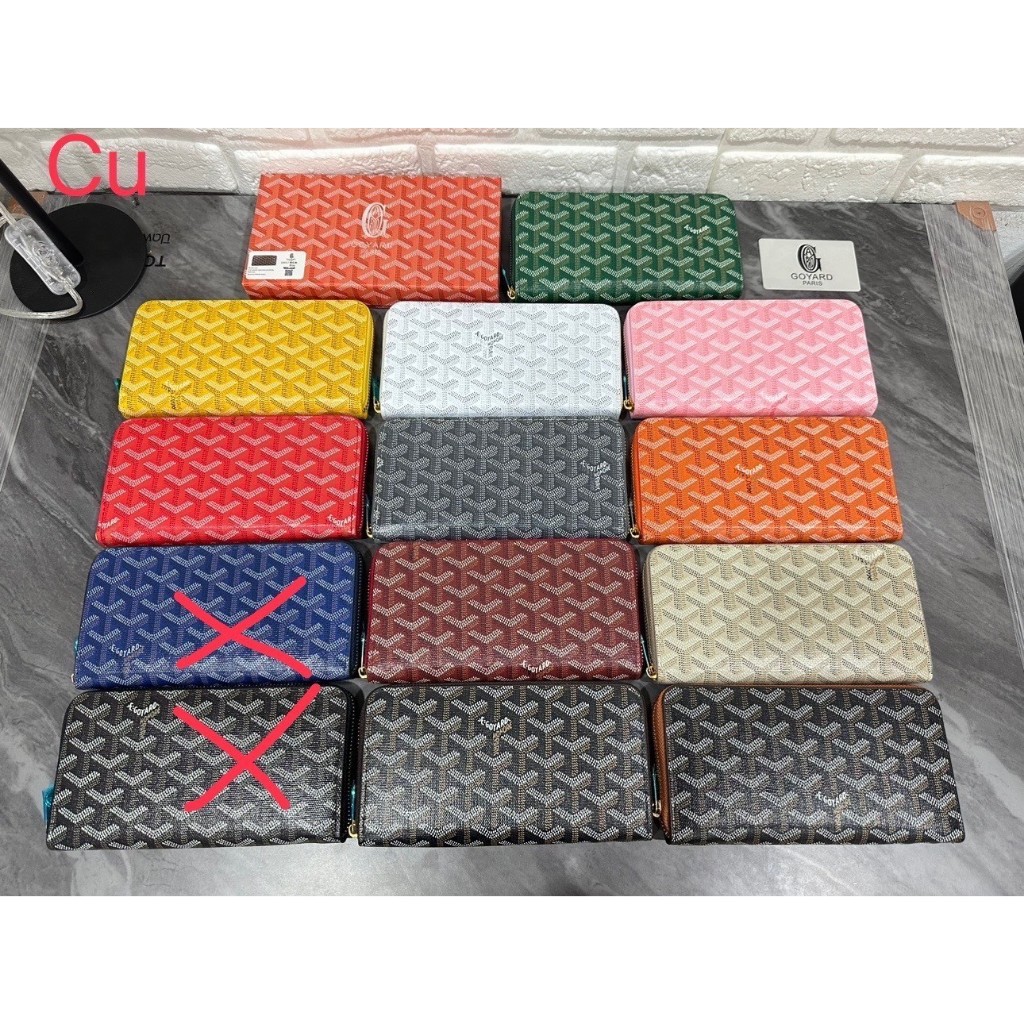 New กระเป๋าสตางค์โกยาด ใบยาวซิปรอบบ8นิ้ว งานดีที่สุด[พร้อมส่ง]!! งานสวยหนังดีมากรับประกัน100% #กล่อง