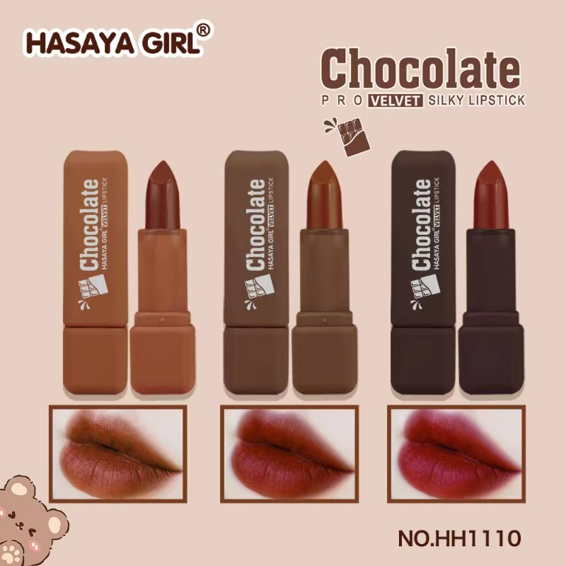 HH1110 ลิปเซต HASAYA GIRL Chocolate Velvet ลิปช็อคโกแลตน่ารัก มี 3โทนสี เกลี่ยง่าย สีสวยชัด ติดทนนาน