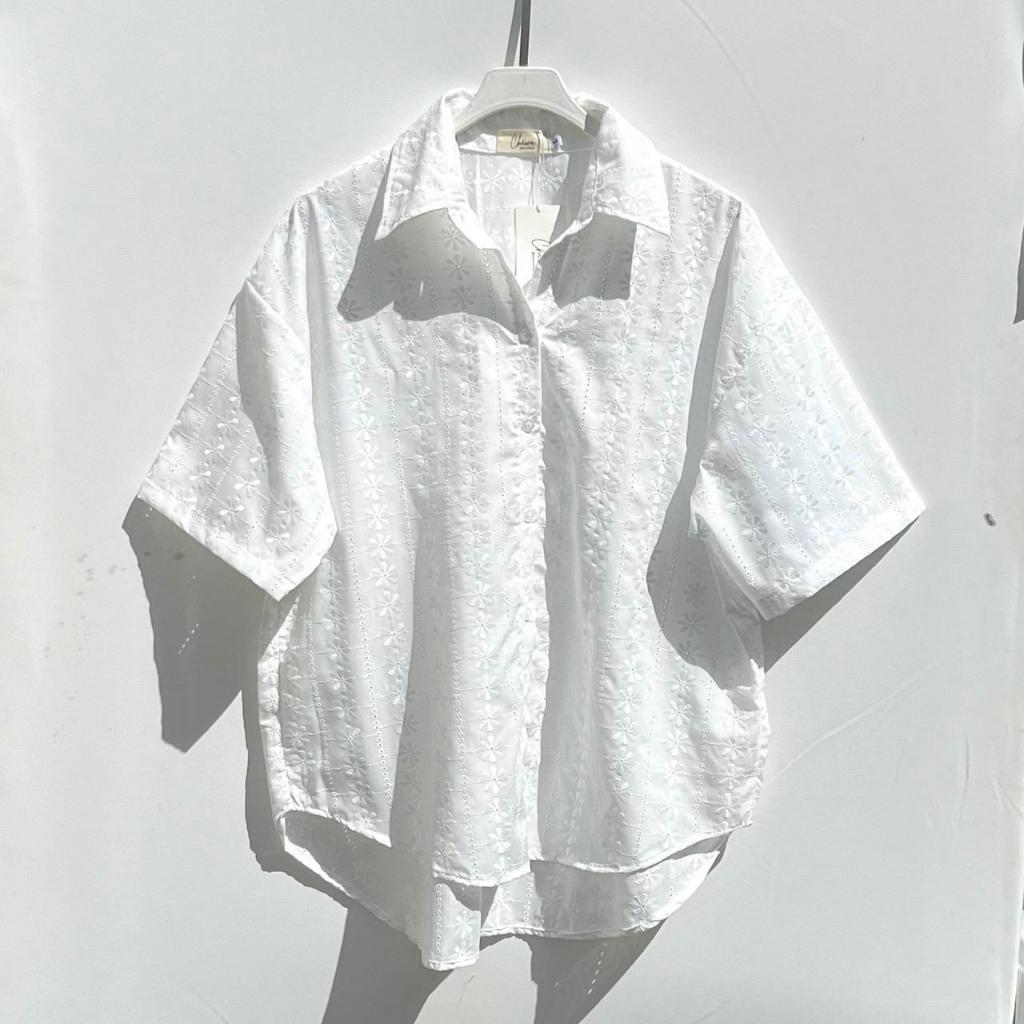 chewaonlinestore -เสื้อเชิ๊ตลูกไม้ ผ้าฉลุ แขนสั้น - LM40