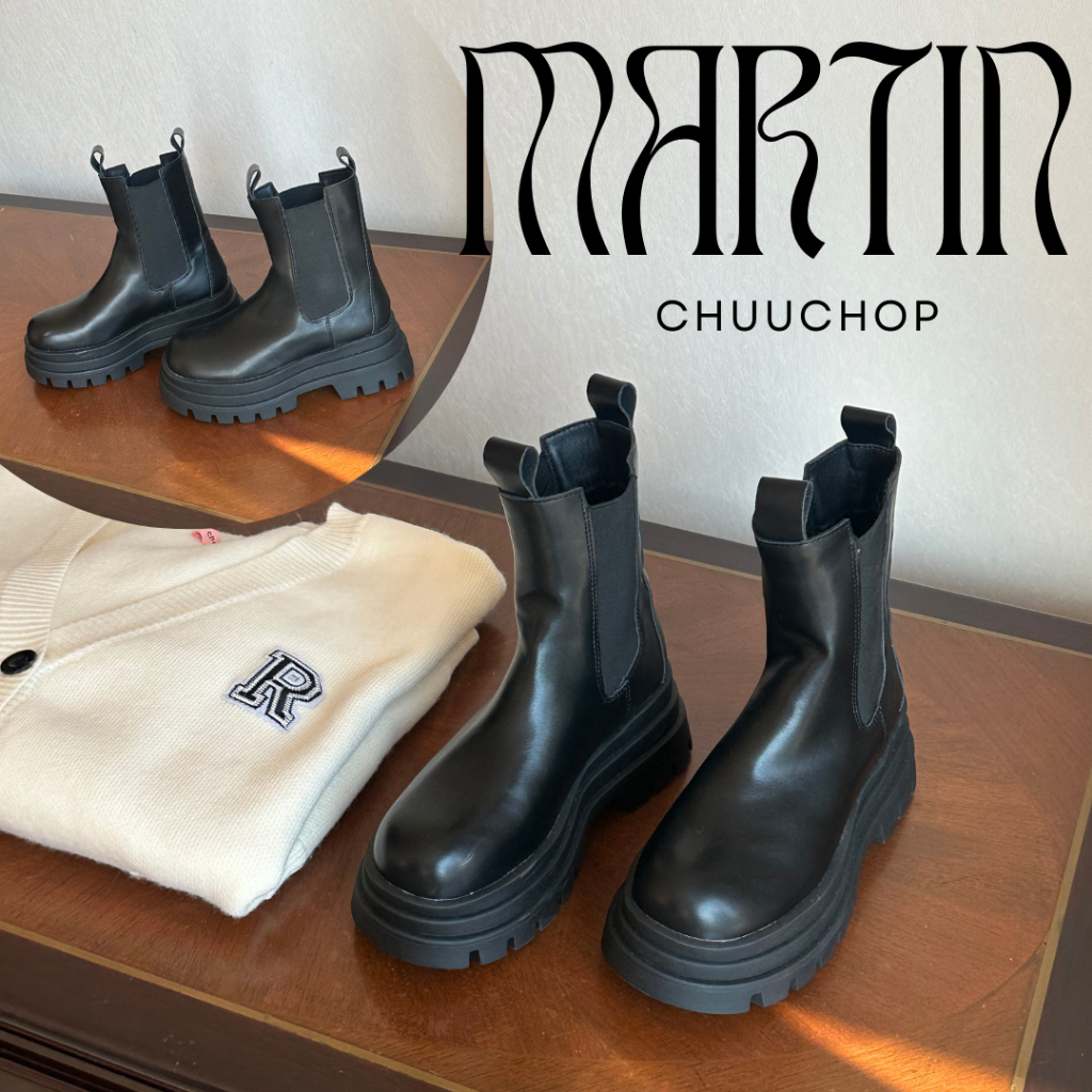 chuuchop(C8268)Matin Boots รองเท้าบูทหนังสีดำ