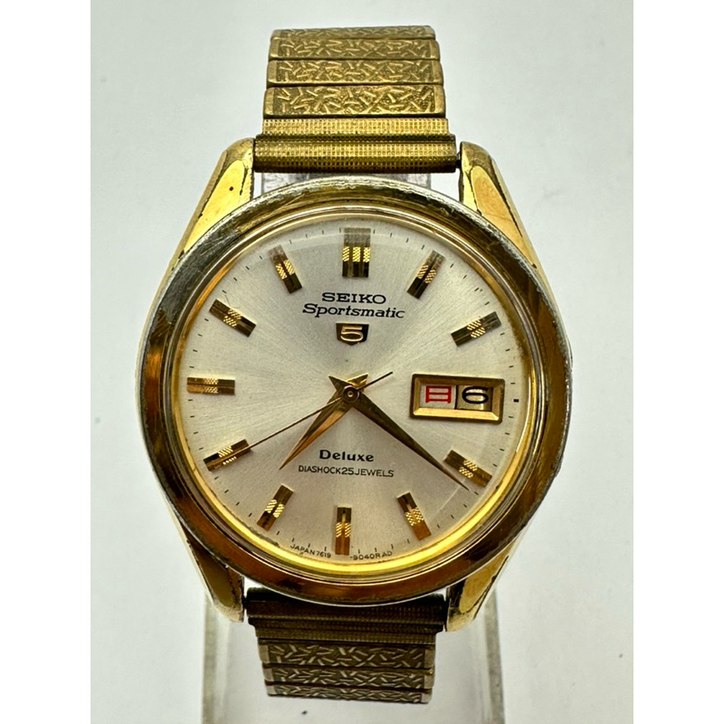 Seiko Sportsmatic5 Deluxe Diashock 25 Jewels Automatic ตัวเรือนทองชุบ นาฬิกาผู้ชาย มือสองของแท้