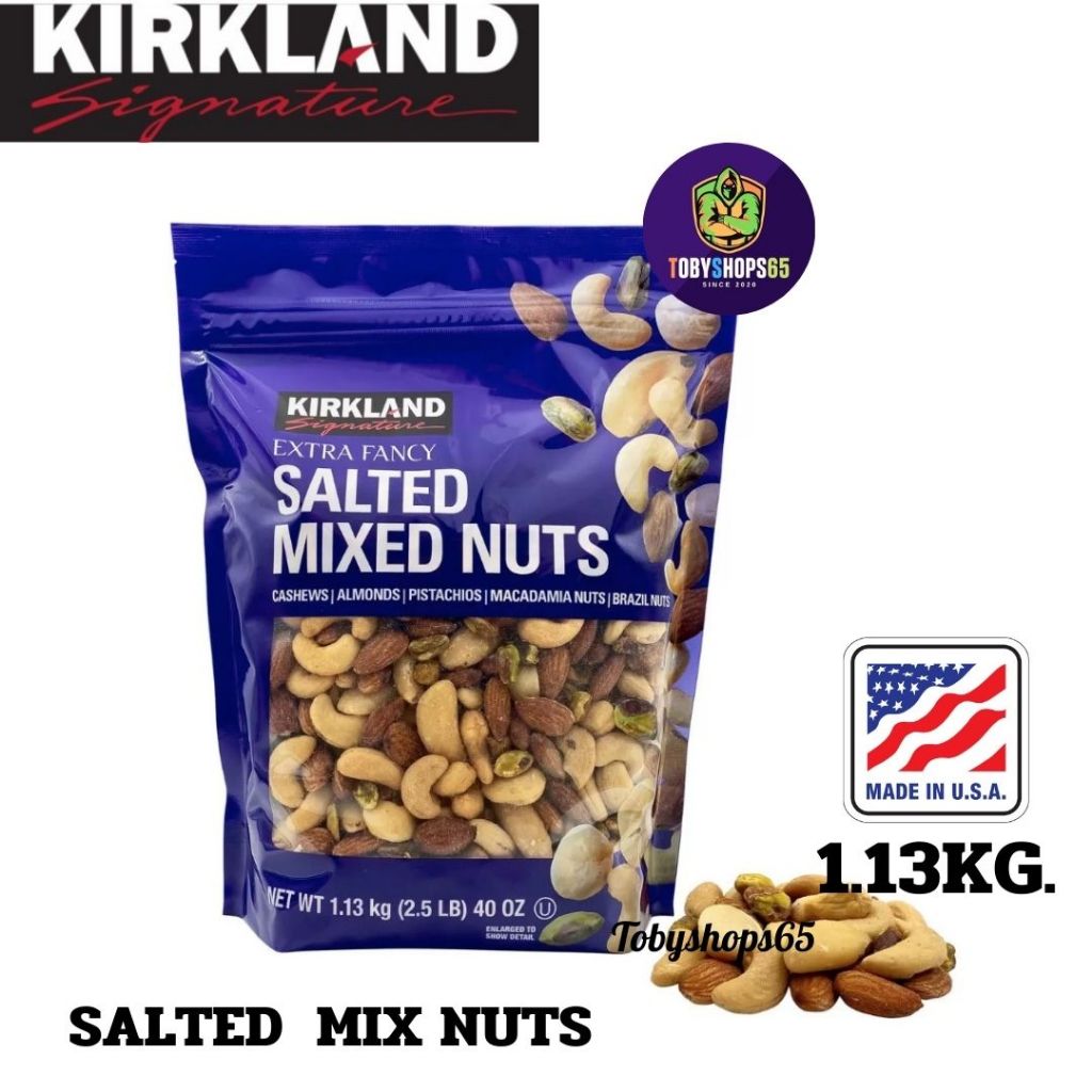 Kirkland Mixed Nuts salted Cashew Brazil almond  ถั่ว หินมพาต์รสเกลือ เม็ดมะม่วง พิสตาชิโอ อัลมอนด์ 