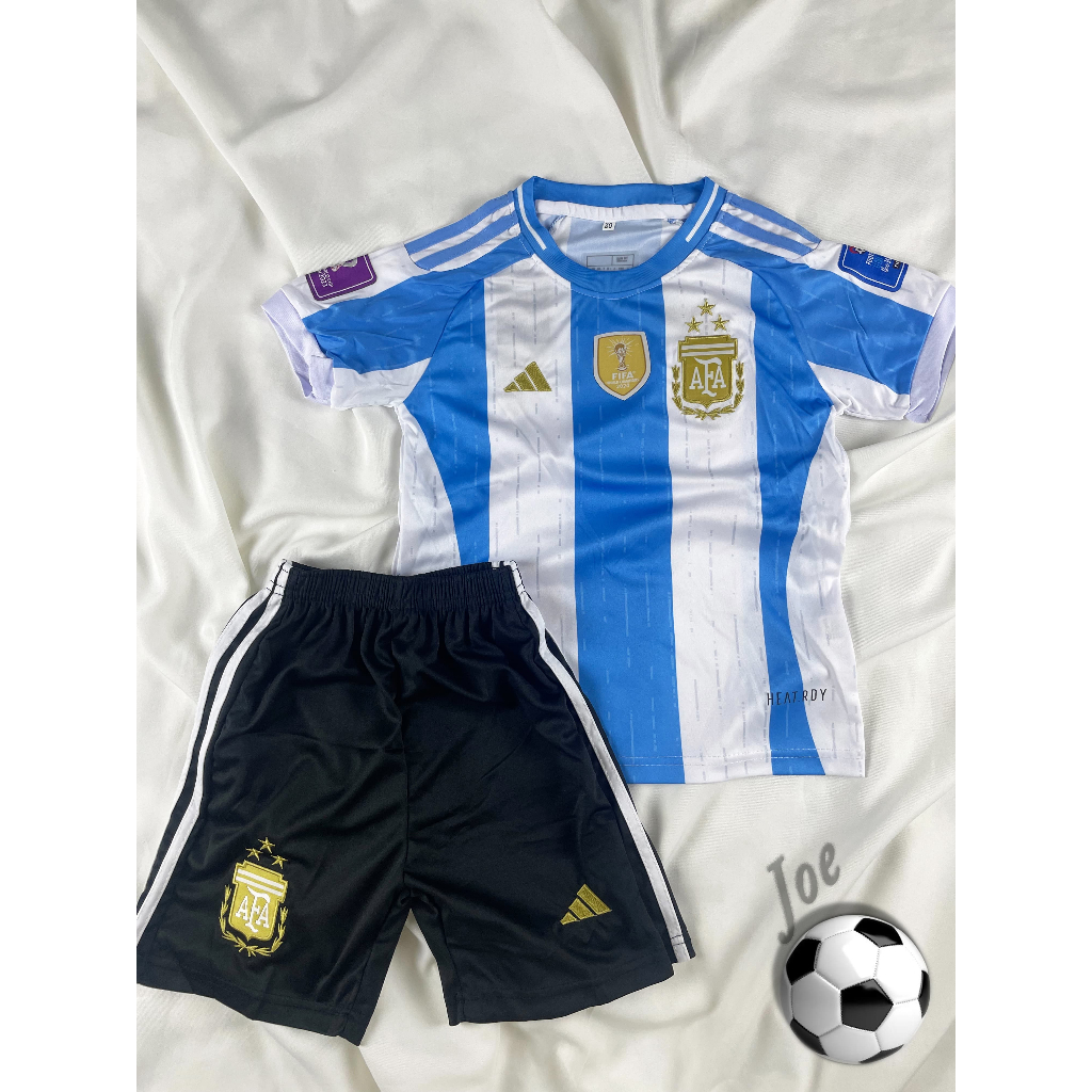 ชุดบอลเด็ก Argentina (White) เสื้อบอลและกางเกงบอลผู้ชาย ปี 2022-2023 ใหม่ล่าสุด