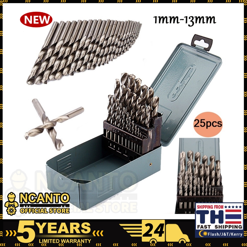 ดอกสว่านเจาะเหล็ก ดอกสว่าน ดอกสว่านคาร์ไบด์ ดอกสว่าน ชุด25pcs ขนาด 1-13mm เจาะไม้ อลูมิเนียม งานเหล็ก Drill Bit Set