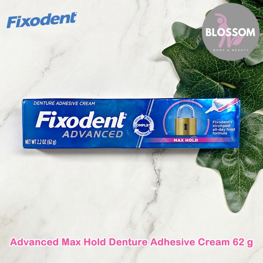 Fixodent - Advanced Max Hold Denture Adhesive Cream 62 g ฟิกโซเดนท์ แอดวานซ์ ครีมติดฟันปลอม ยึดฟันแน่น ไม่หลุดง่าย