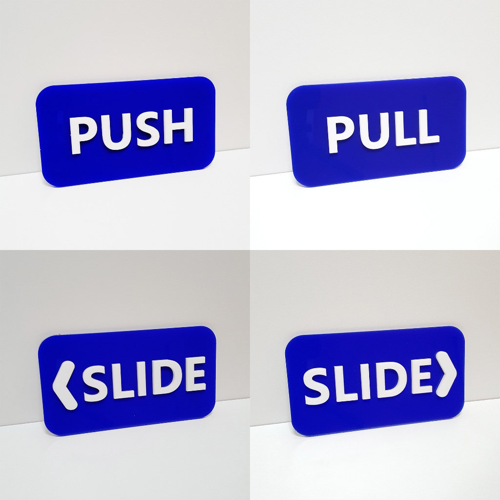PUSH,PULL,SLIDE ป้ายผลัก+ดึง ป้ายติดกระจก ป้ายติดประตู เหมาะสำหรับตกแต่งร้าน แต่งบ้าน พร้อมส่ง - รูปที่ 2