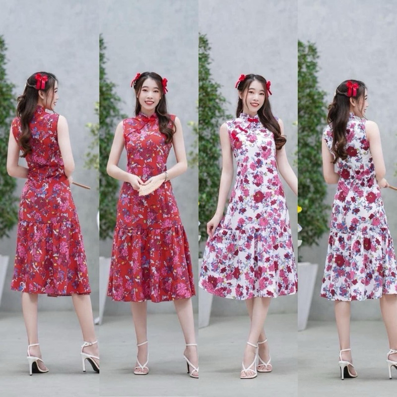 💮กี่เพ้า💮 พร้อมส่ง!! เดรสแขนกุดคอจีนผ้าไหมญี่ปุ่น - รูปที่ 6