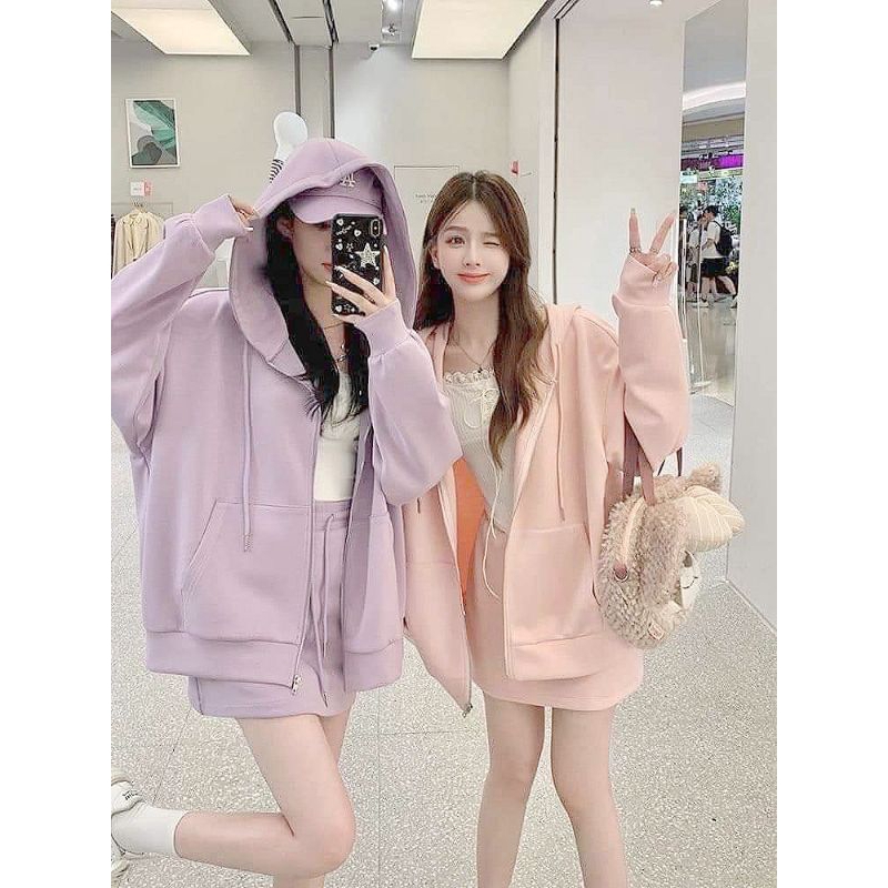 เสื้อฮู้ดแขนยาว+กระโปรง งานเซ็ทฟรีไซส์