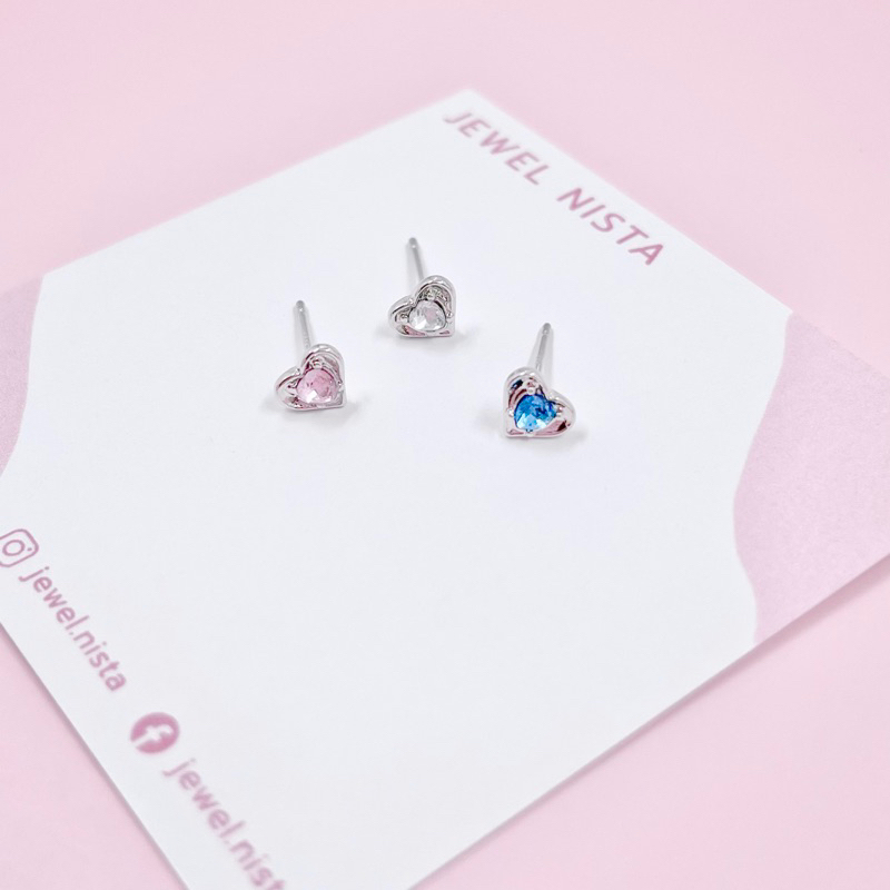 stunning heart earrings ต่างหูหัวใจประดับคริสตัล เงินแท้ s925