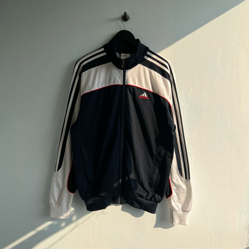 เสื้อวอร์ม Adidas Vintage 80-90s สีกรมขาวแท้มือสอง100%