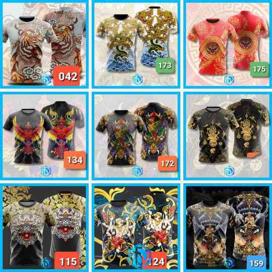 เสื้อยืดลายไทย พิมพ์ลายสวยคมชัด คอกลม ผ้าไมโคร