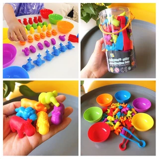 ของเล่นเสริมพัฒนาการ montessori ฝึกสมอง แยกสีเสริมพัฒนาการเด็ก นับเลข ของเล่น คีบ เกมของเล่น
