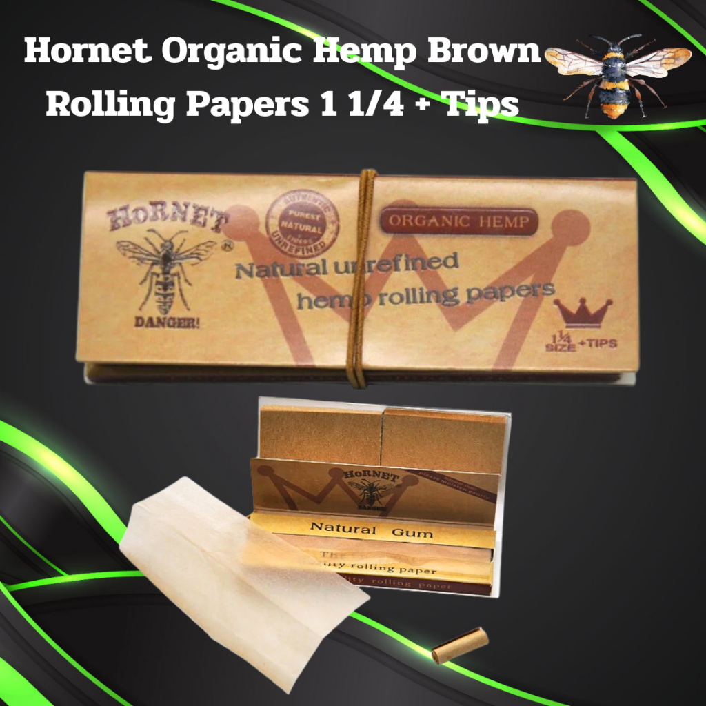 [พร้อมส่ง] Hornet Organic Hemp Brown Rolling Papers 1 1/4 + Tips