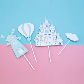 ป้ายปราสาท แต่งเค้ก cake topper ป้ายปักเค้กปราสาท