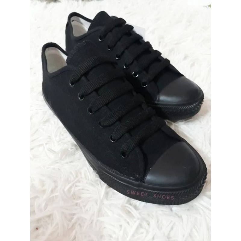 รองเท้าผ้าใบผูกเชือกสีดำล้วน ใส่ทำงาน ใส่เรียน ยี่ห้อมาแชร์(mashare) รุ่น191