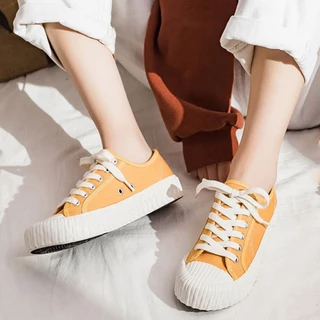 พร้อมส่งในไทย ส่งทุกวัน รุ่น 77 รองเท้าผ้าใบบิสกิตสีขาว มีไซส์ 36-45