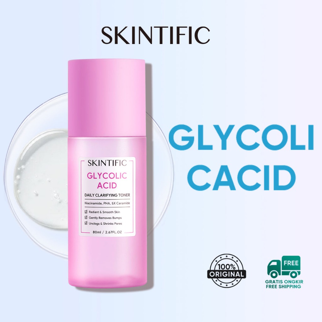 SKINTIFIC โทนเนอร์ บํารุงผิวหน้า น้ําตบ มีส่วนผสมของกรดไกลโคลิก Glycolic Acid Daily Clarifying Toner