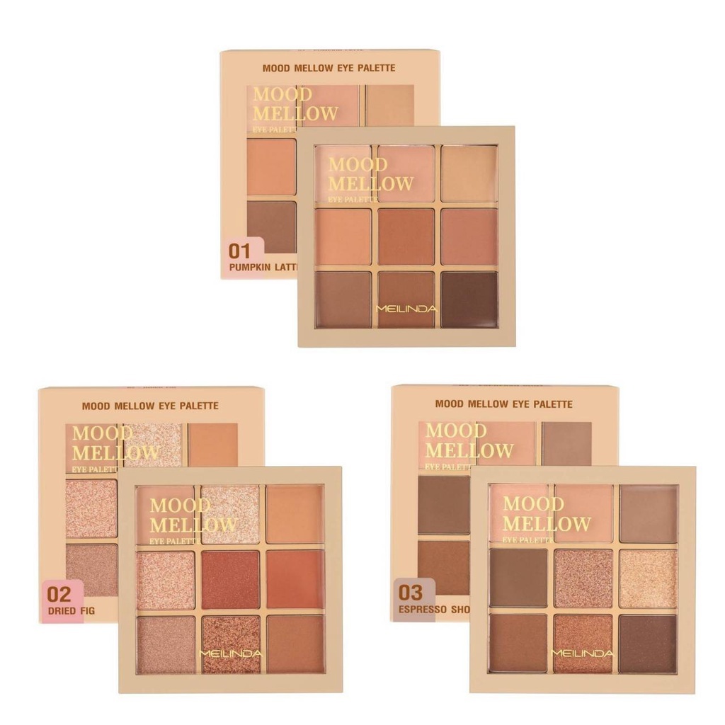 อายแชโดว์ Meilinda Mood Mellow Eye Palette พาเลทตา กลิตเตอร์ ชิมเมอร์ แมทท์ ทาตา MC3110