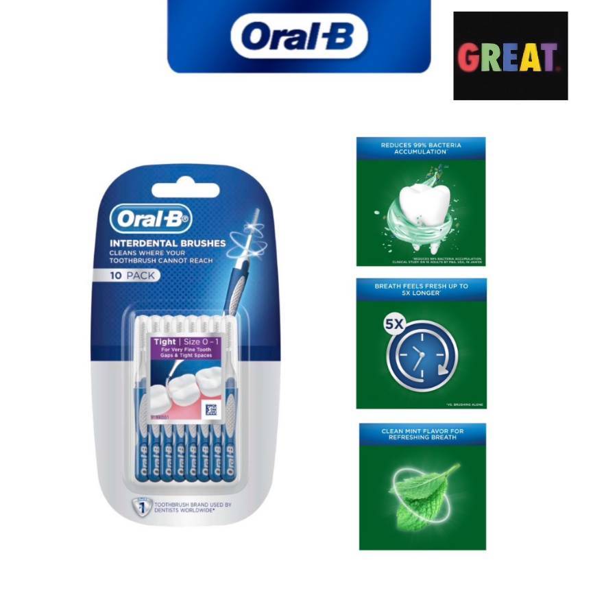 Oral-B ออรัลบี แปรงซอกฟัน10ชิ้น Interdental Brushes 10pcs/pack