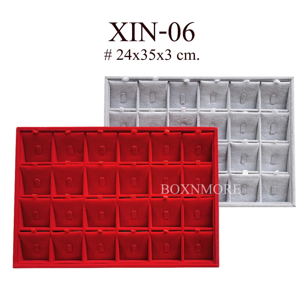 ถาดแหวนกิ๊บกำมะหยี่ 24 ช่อง ใหญ่ (XIN-06)