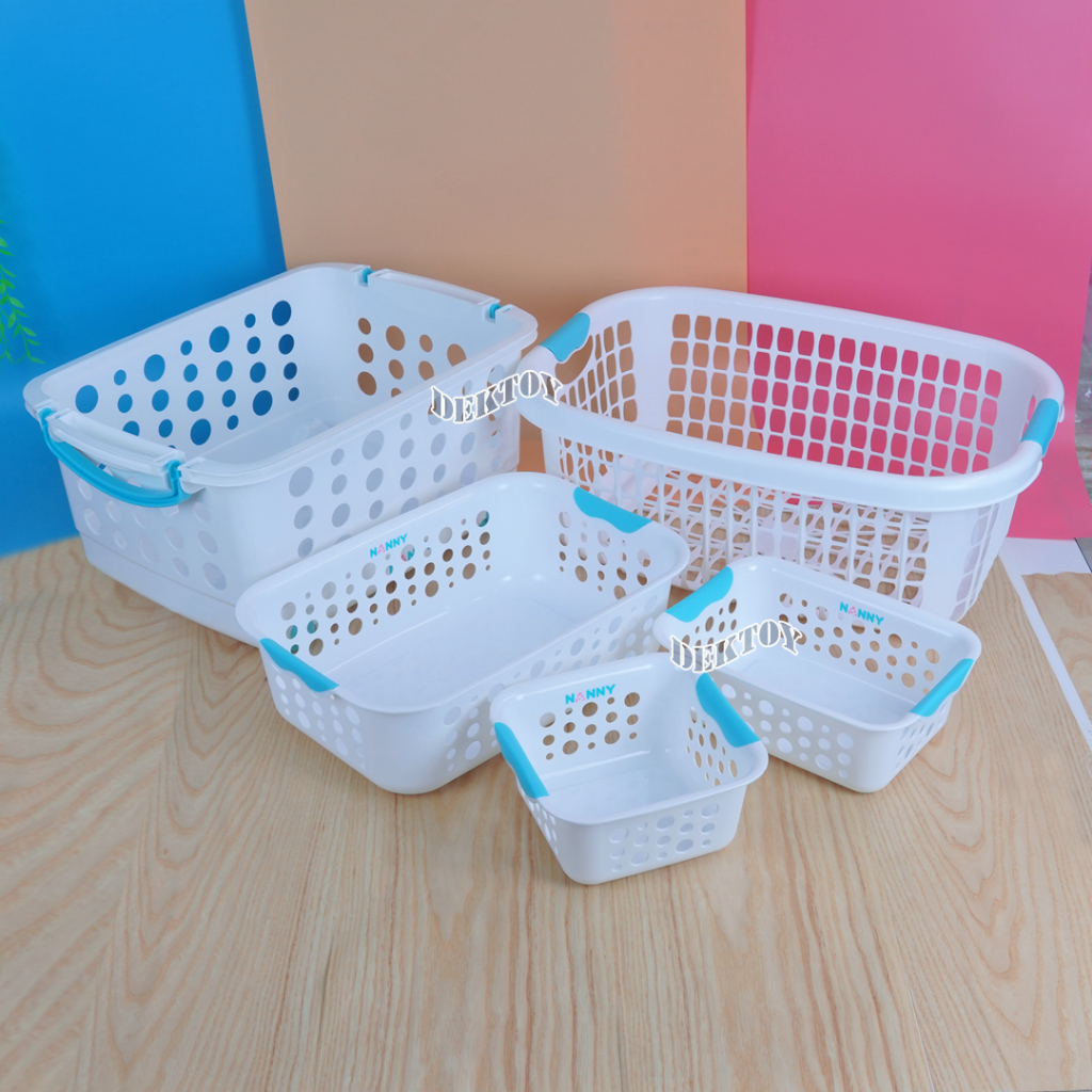 1 ใบ NANNY แนนนี่ ตะกร้าพลาสติกแนนนี่ ตะกร้าใส่ของเอนกประสงค์ - รูปที่ 2