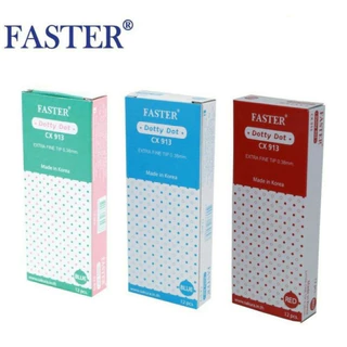 (12ด้าม) ปากกาลูกลื่น Faster CX913 ลายจุด Dotty Dot 0.38มม.