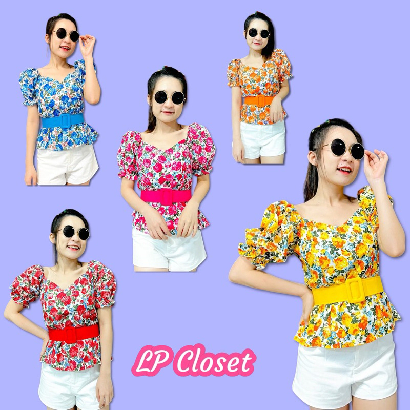 เสื้อลายดอก เสื้อทองกวาว แขนตุ๊กตา สม็อคหลัง รุ่นดอกเล็ก