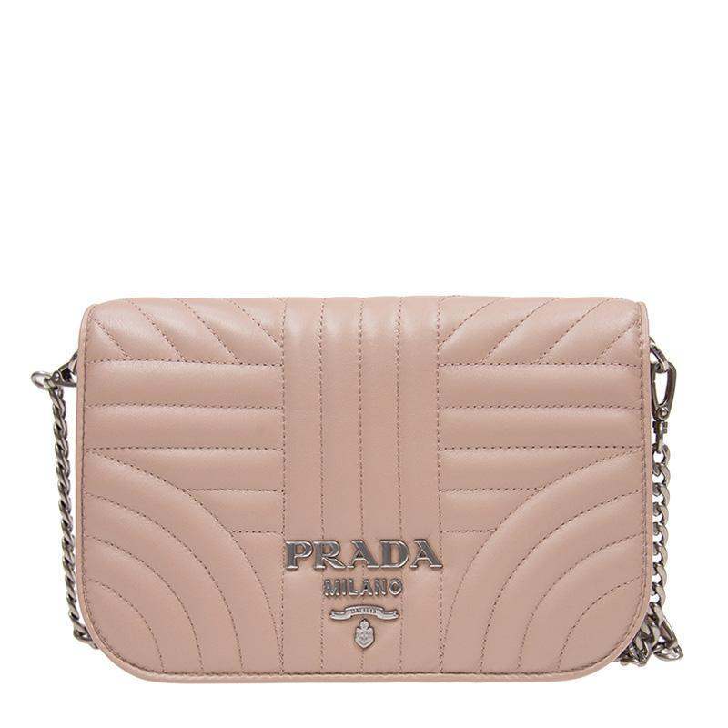 Prada/กระเป๋าผู้หญิง/หนังวัว/กระเป๋าสะพายข้าง/กระเป๋าโซ่/ของแท้ 100%