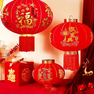 🏮เต็งลั้ง โคมแดง โคมจีน โคมเต็งลั้ง โคมผ้ากำหมะหยี่ (ราคาต่อคู่) โคมตรุษจีน แขวนหน้าบ้าน ร้านค้า #60 #80 #100 #120